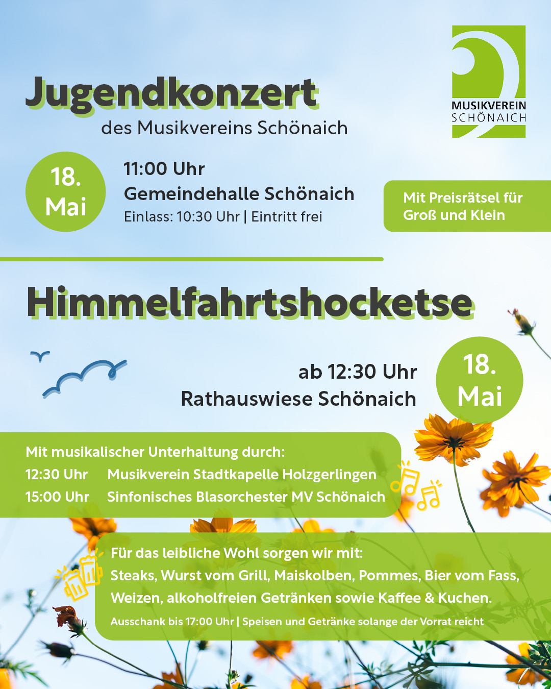 Himmelfahrtshocketse und Jugendkonzert am 18. Mai