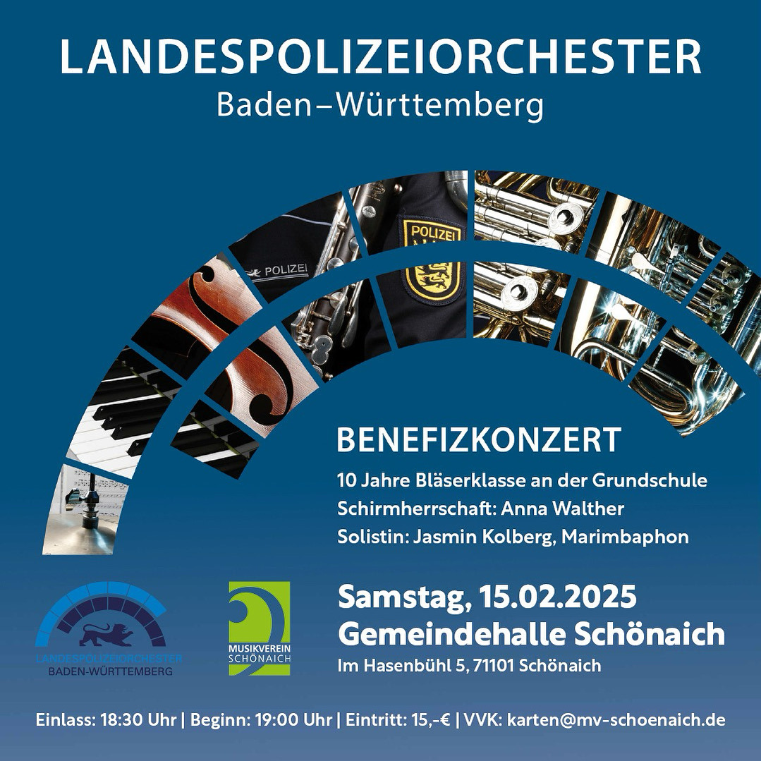 Benefizkonzert des Landespolizeiorchesters in Schönaich am 15.02.2025